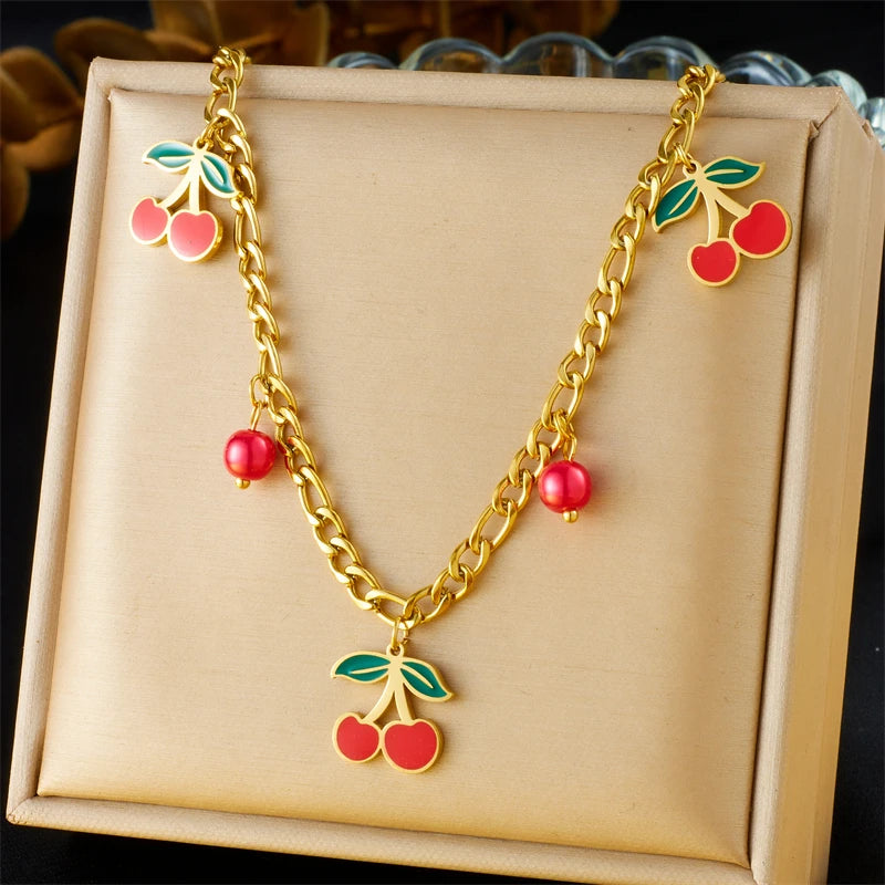 Cherry Pendant Jewelry Set