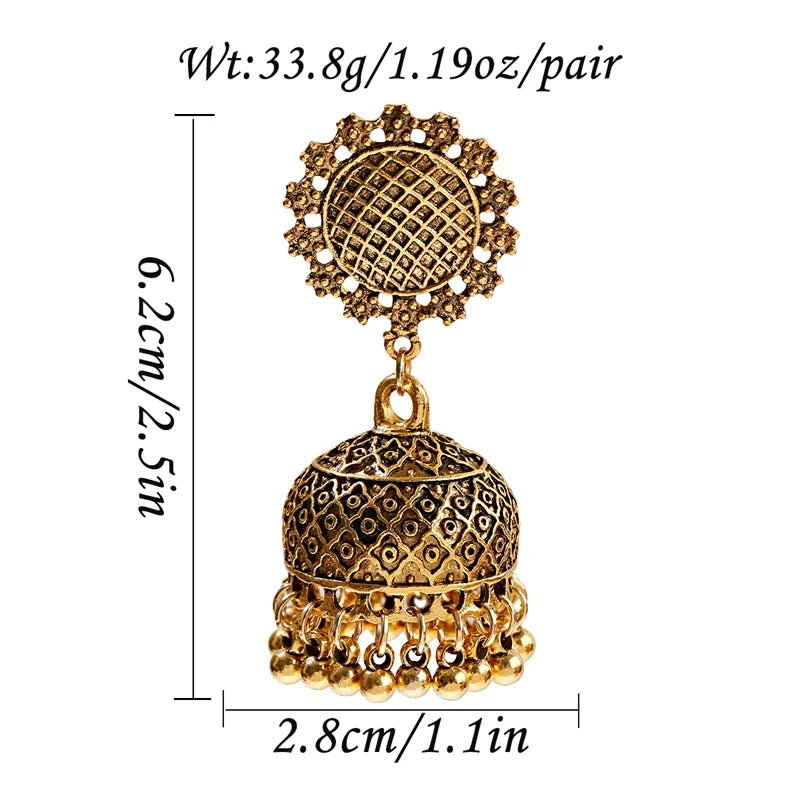 Ethnic Oxidized Flower Jhumkas