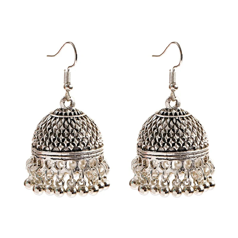 ✨ Regal Silver Flower Jhumkas