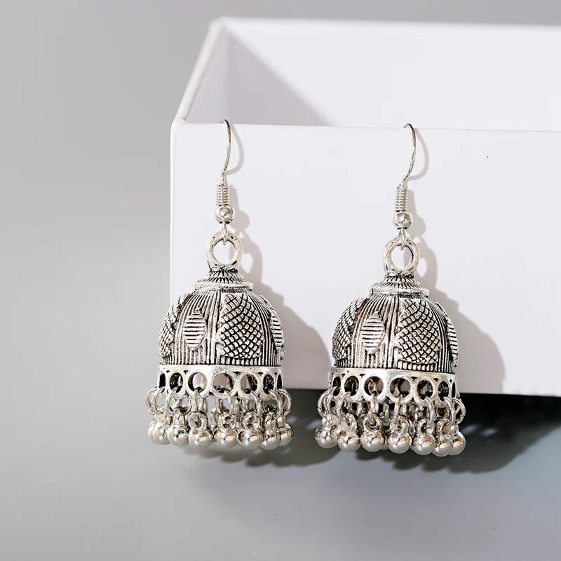 ✨ Regal Silver Flower Jhumkas