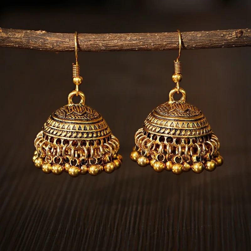 ✨ Tibetan Geometric Jhumkas – Bold Elegance ✨