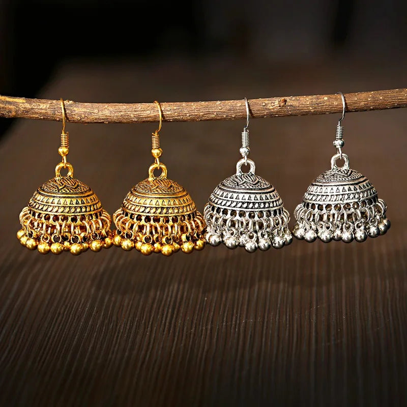 ✨ Tibetan Geometric Jhumkas – Bold Elegance ✨