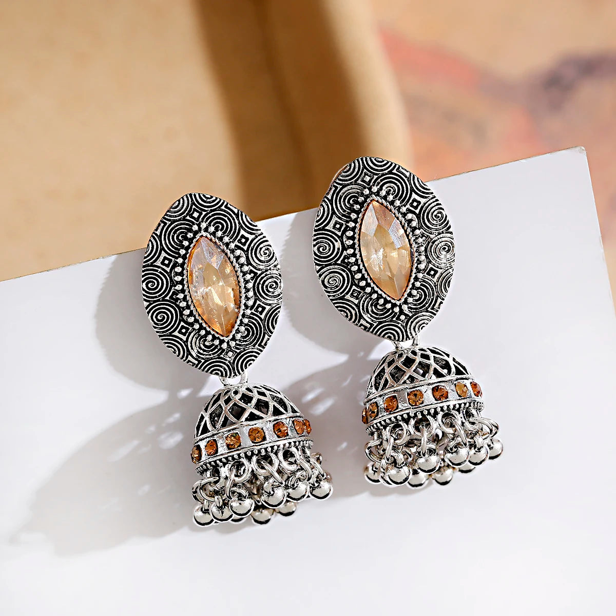 ✨ Royal Silver Jhumkas – Timeless Beauty