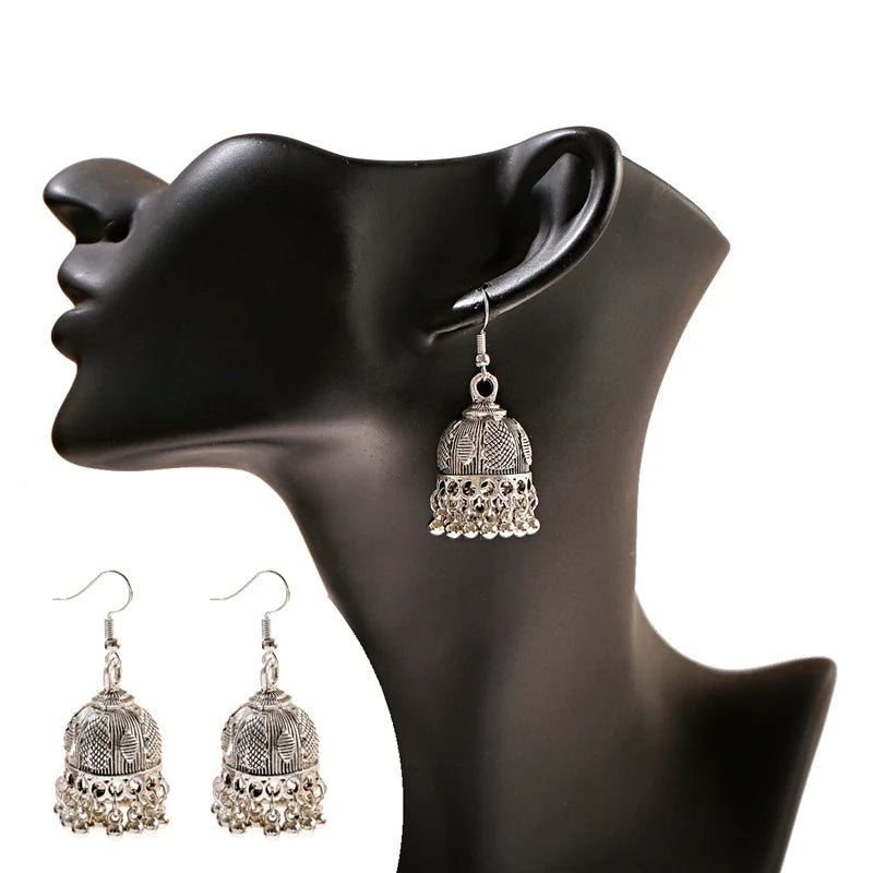 ✨ Regal Silver Flower Jhumkas