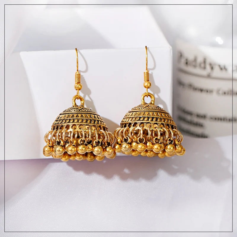 ✨ Tibetan Geometric Jhumkas – Bold Elegance ✨