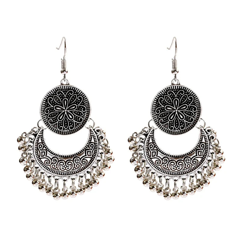 ✨ Tibetan Geometric Jhumkas – Bold Elegance ✨