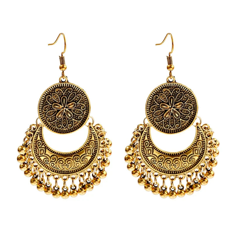 ✨ Tibetan Geometric Jhumkas – Bold Elegance ✨