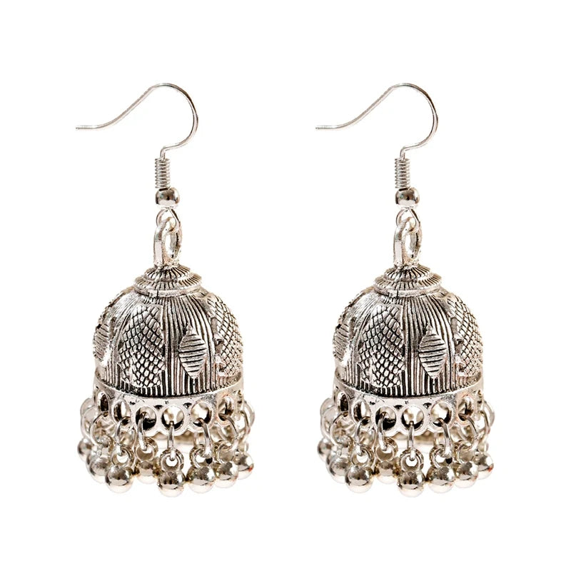 ✨ Regal Silver Flower Jhumkas