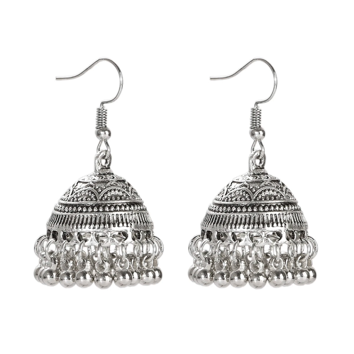 ✨ Regal Silver Flower Jhumkas