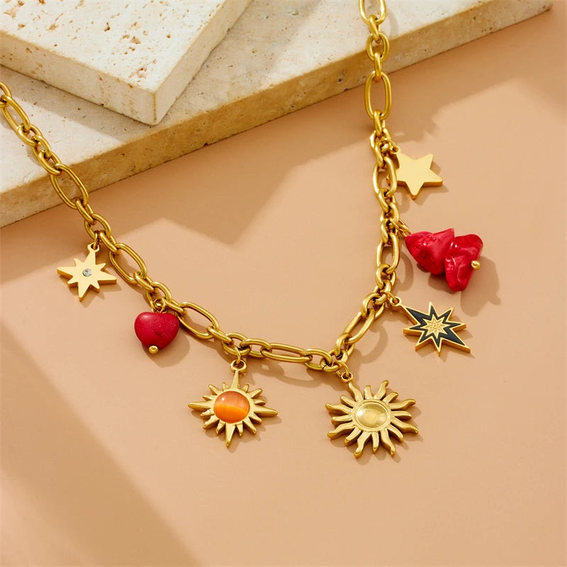 Sun & Star Pendant Necklace