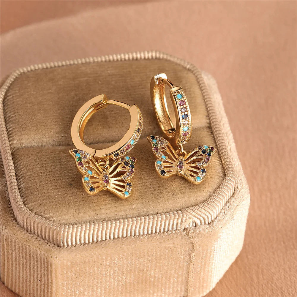 Butterfly Zircon Hoop Earrings