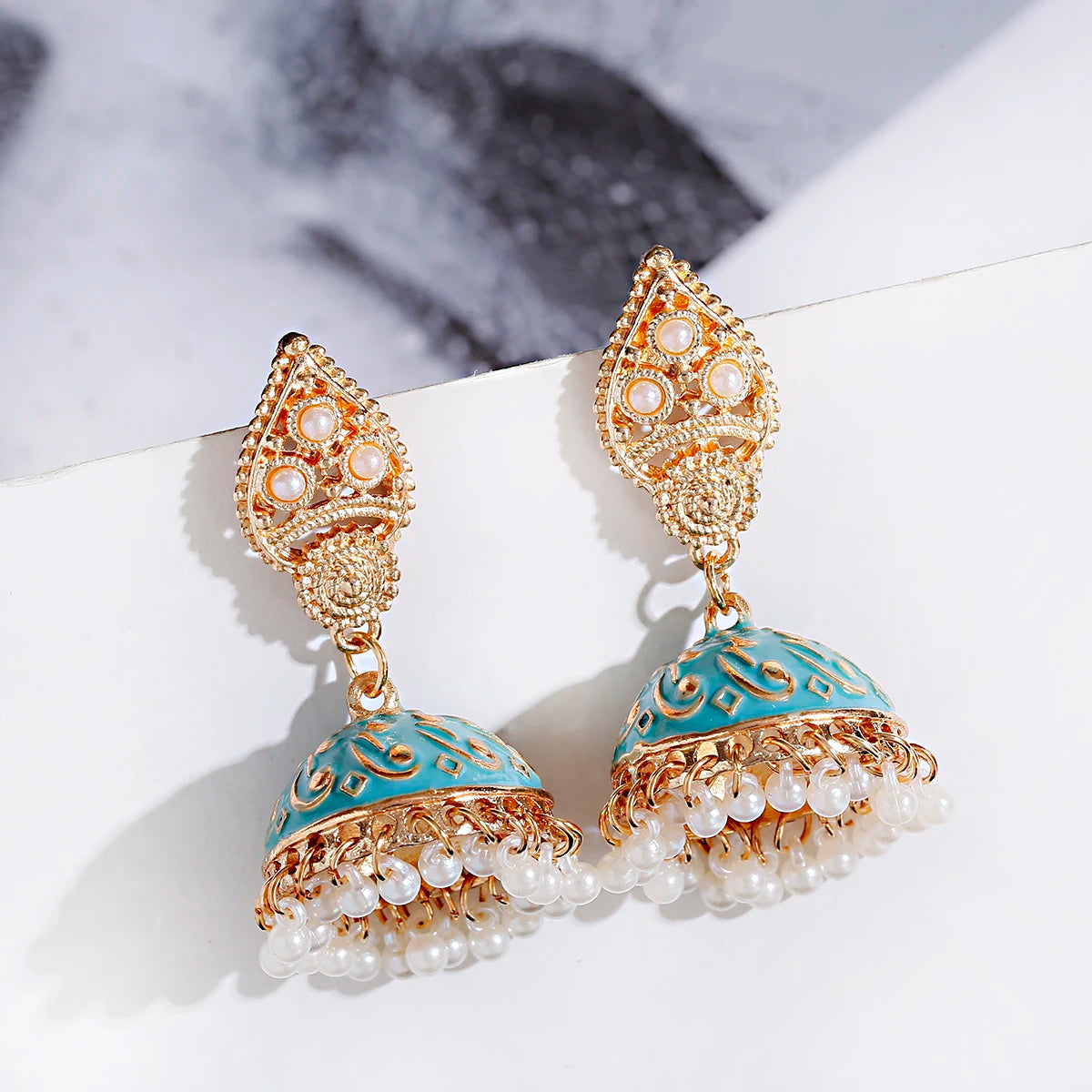 Ethnic Oxidized Flower Jhumkas