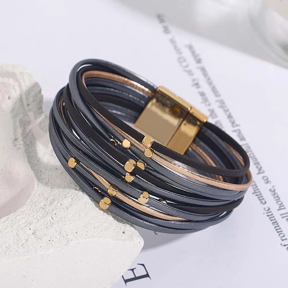 Boho Leather Wrap Bracelet Set