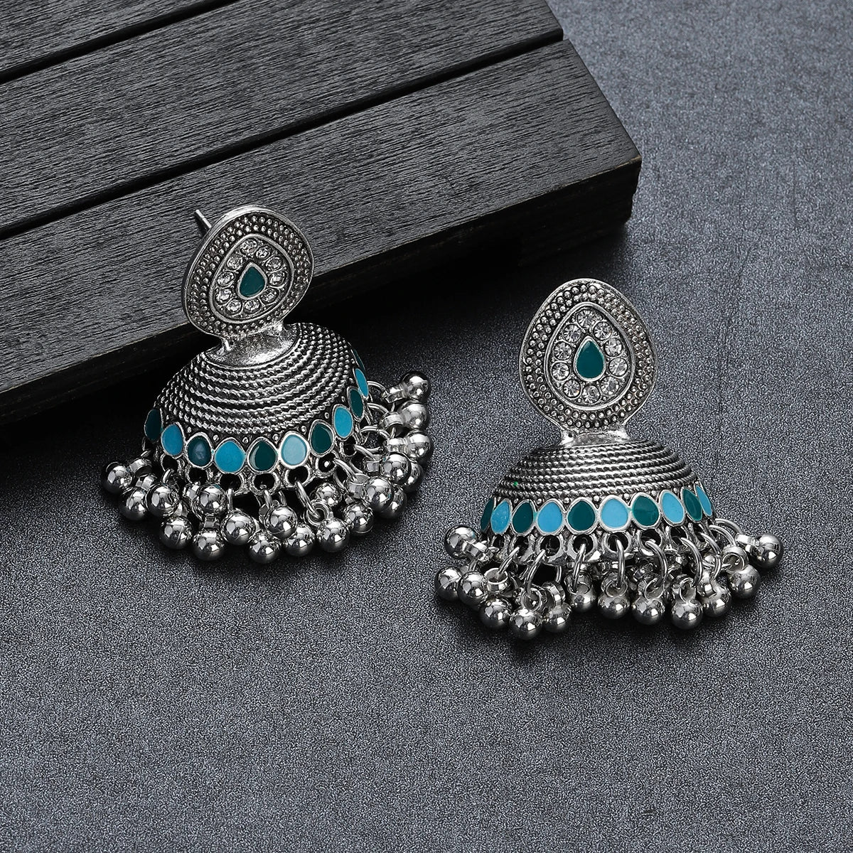 ✨ Regal Crystal Jhumkas – Timeless Luxury