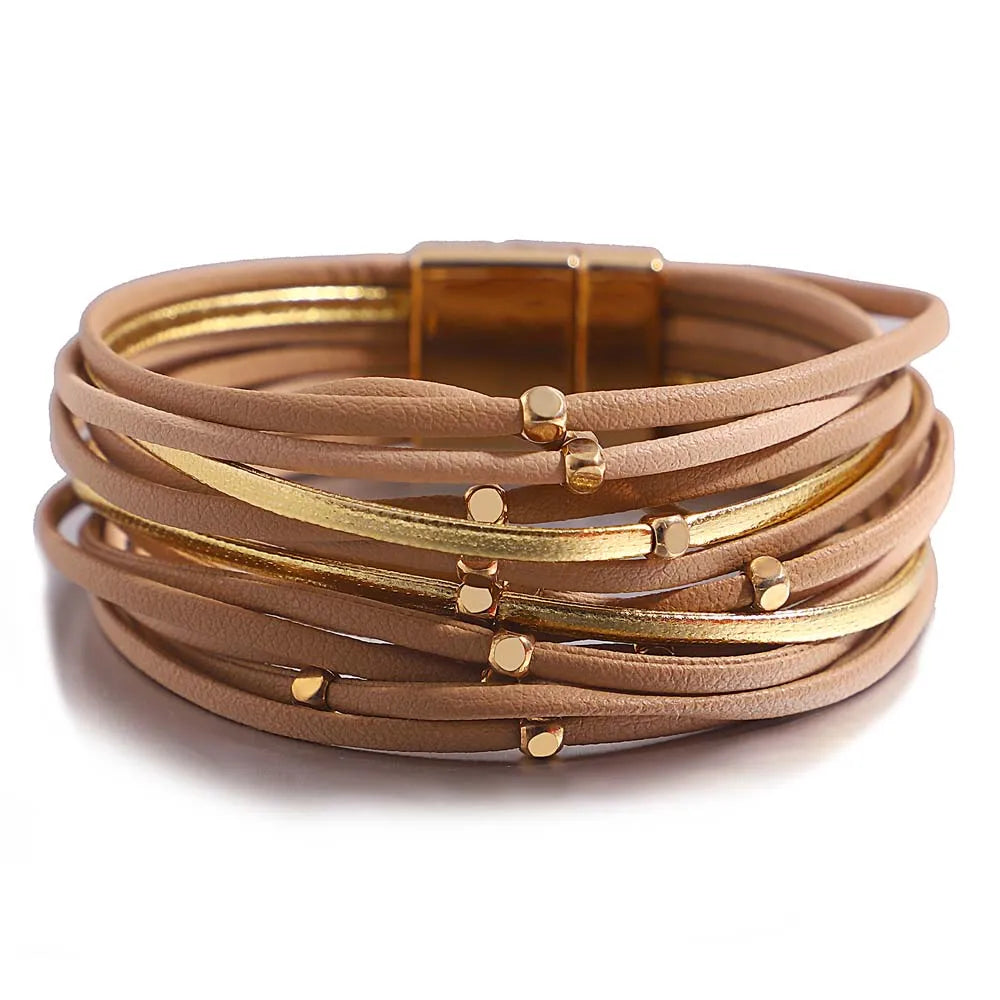 Boho Leather Wrap Bracelet Set