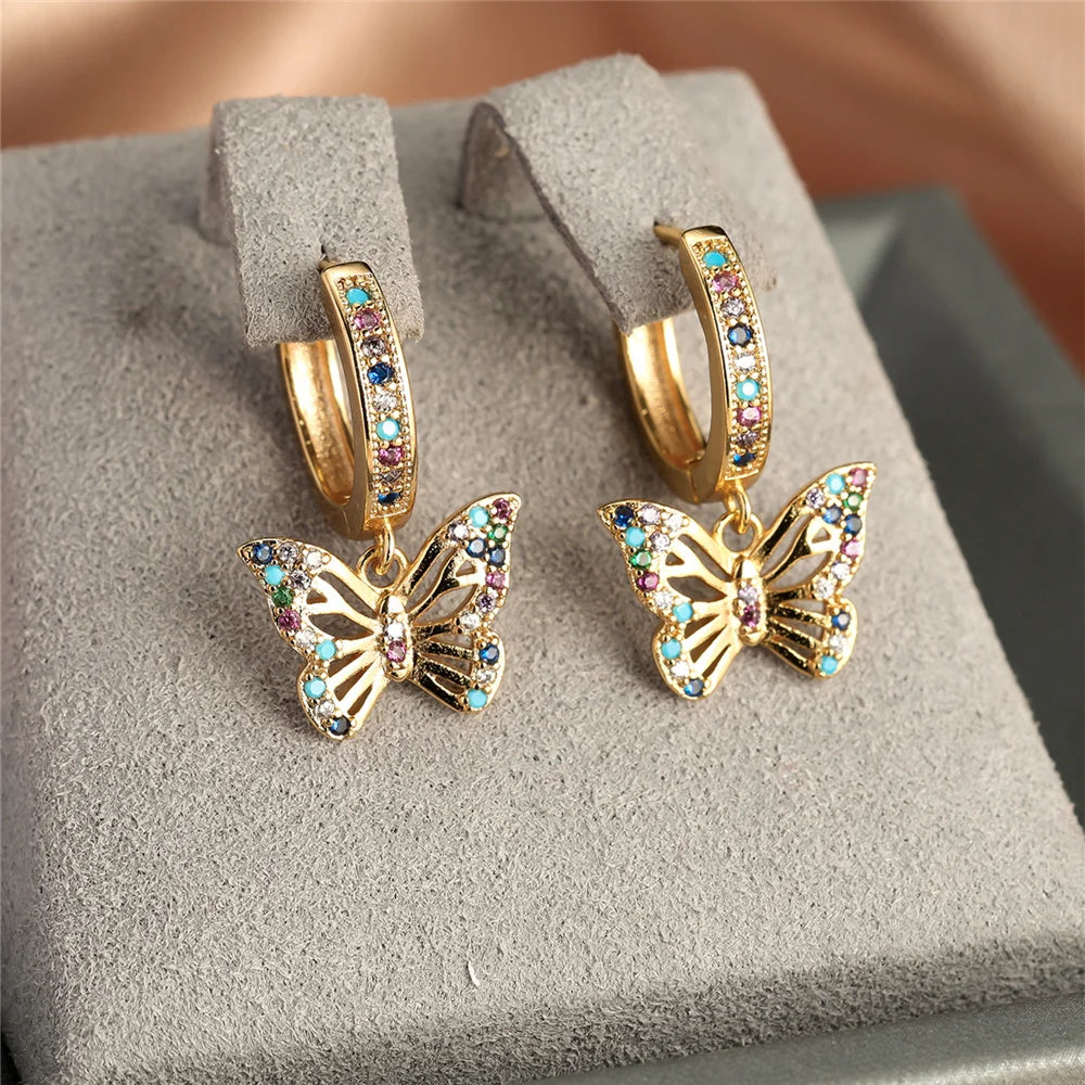 Butterfly Zircon Hoop Earrings