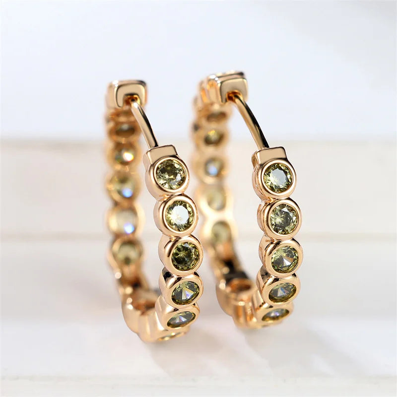 Black Gold Zircon Hoop Earrings