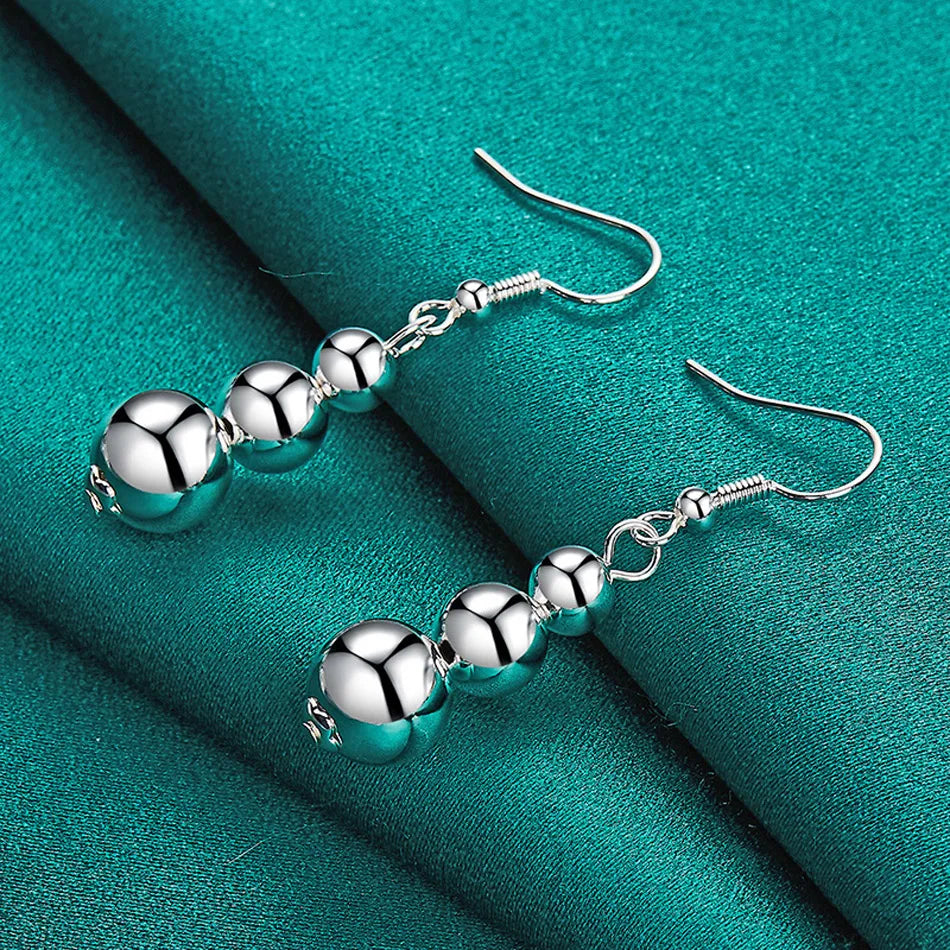 Sterling Silver Three Ball Earrings