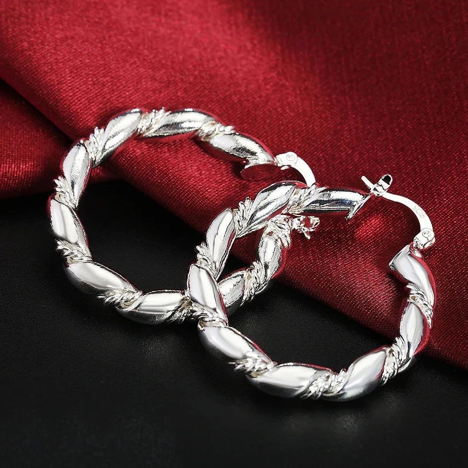 Trendy Elegant Silver Hoops