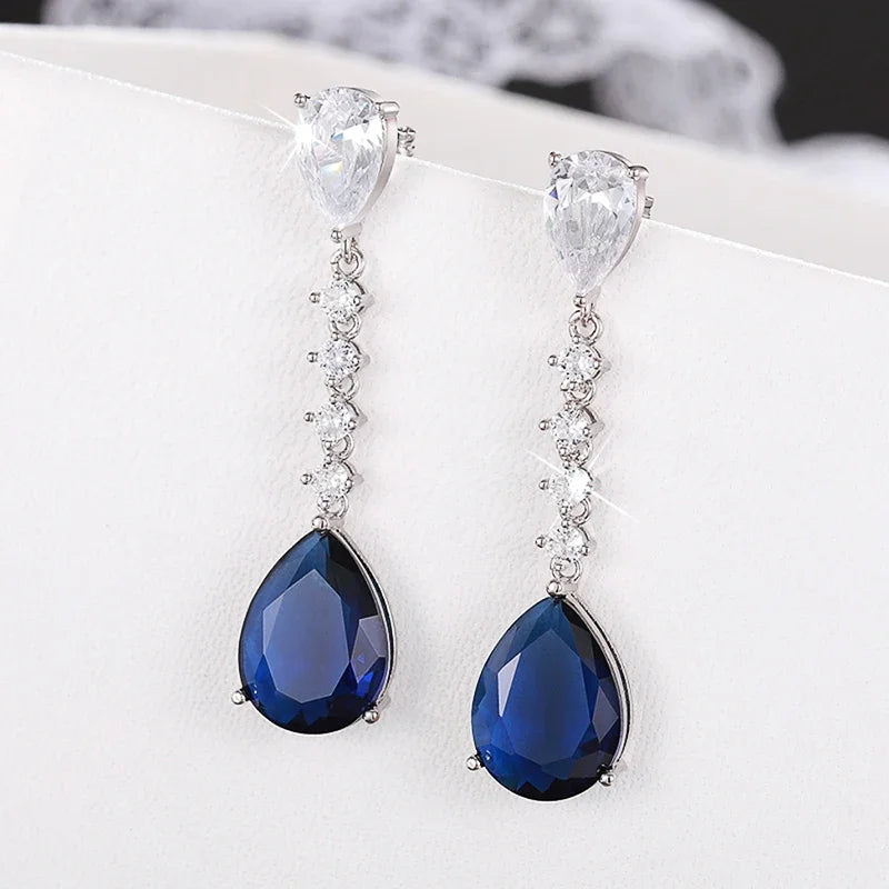 Exquisite Blue Waterdrop Earrings