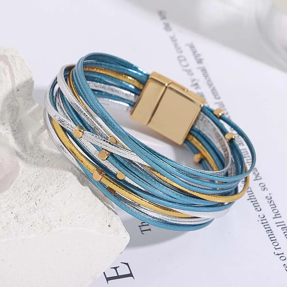 Boho Leather Wrap Bracelet Set