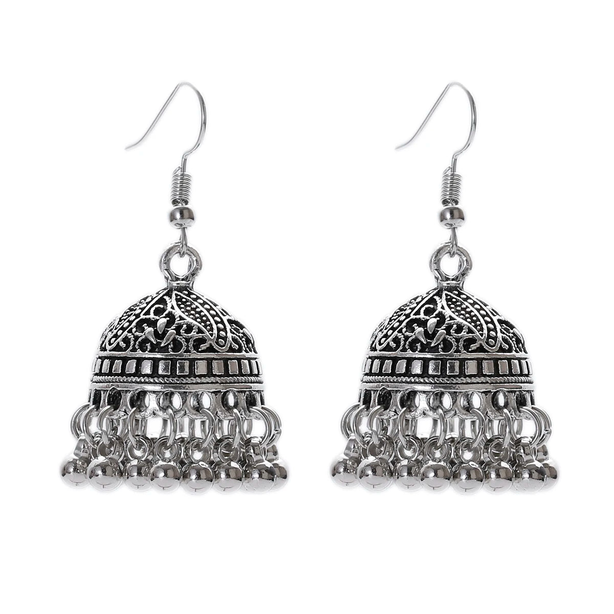 ✨ Regal Silver Flower Jhumkas