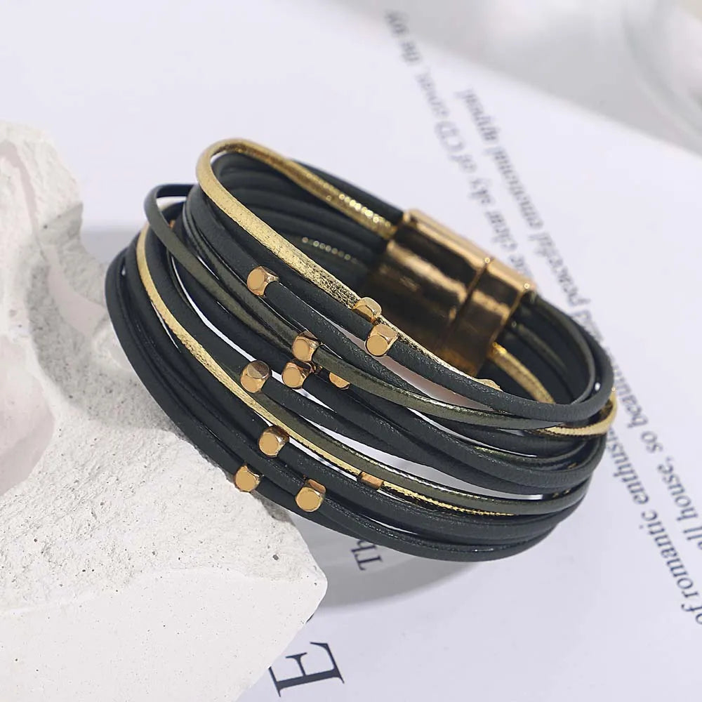 Boho Leather Wrap Bracelet Set