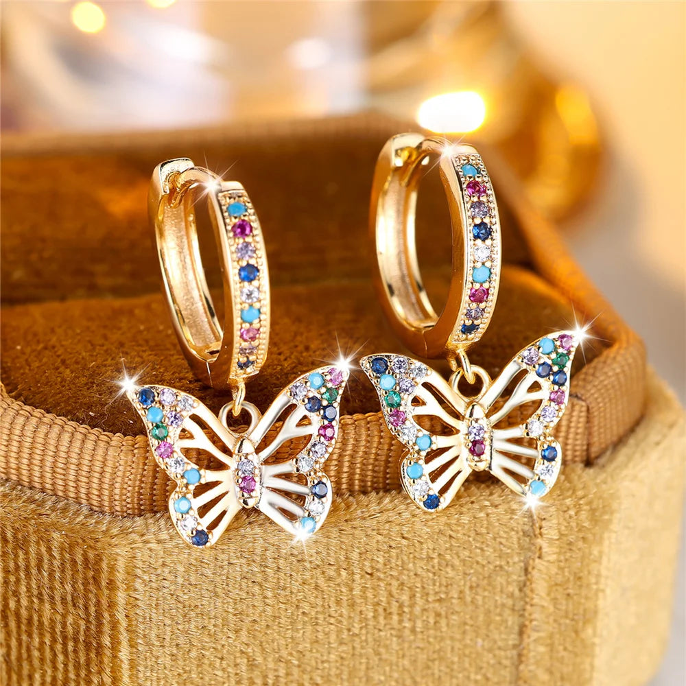 Butterfly Zircon Hoop Earrings