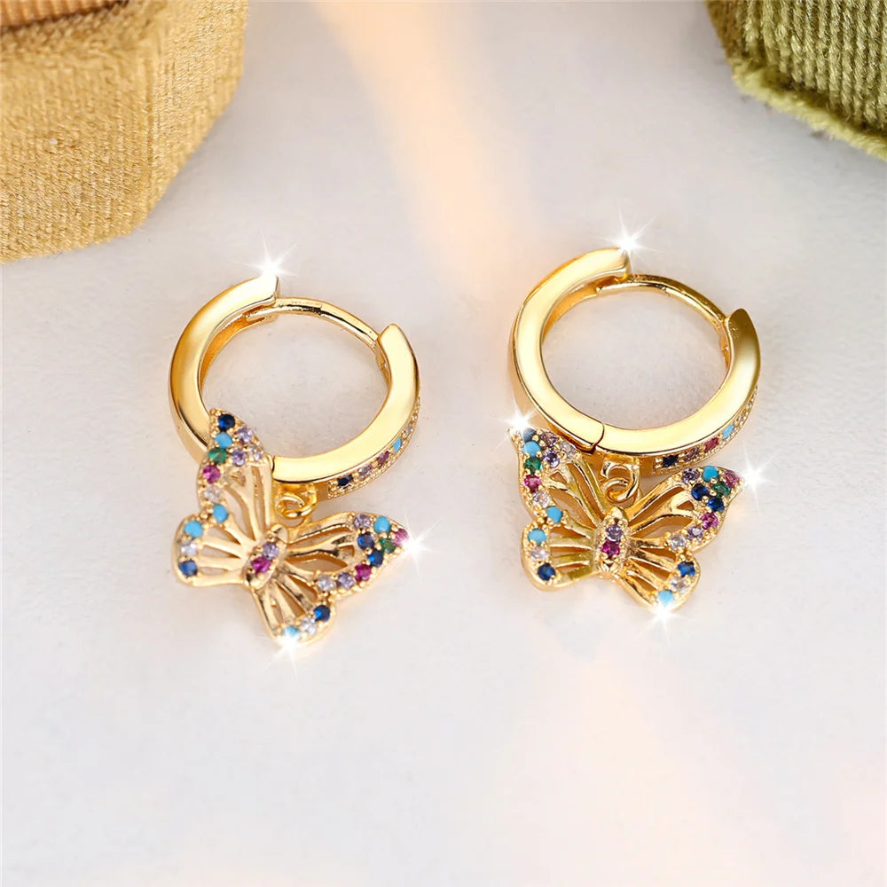Butterfly Zircon Hoop Earrings