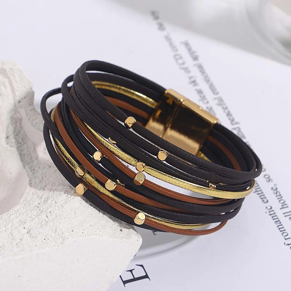 Boho Leather Wrap Bracelet Set