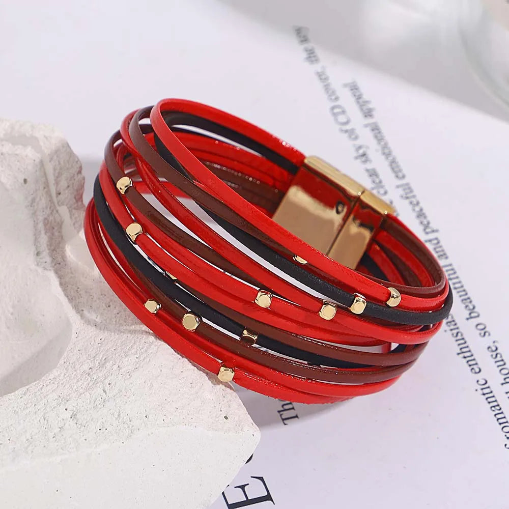 Boho Leather Wrap Bracelet Set