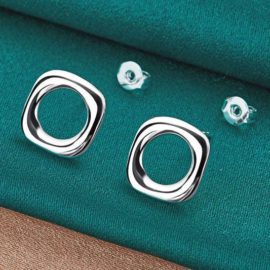 💎 "Modern Elegance: Square Silver Studs" 💎