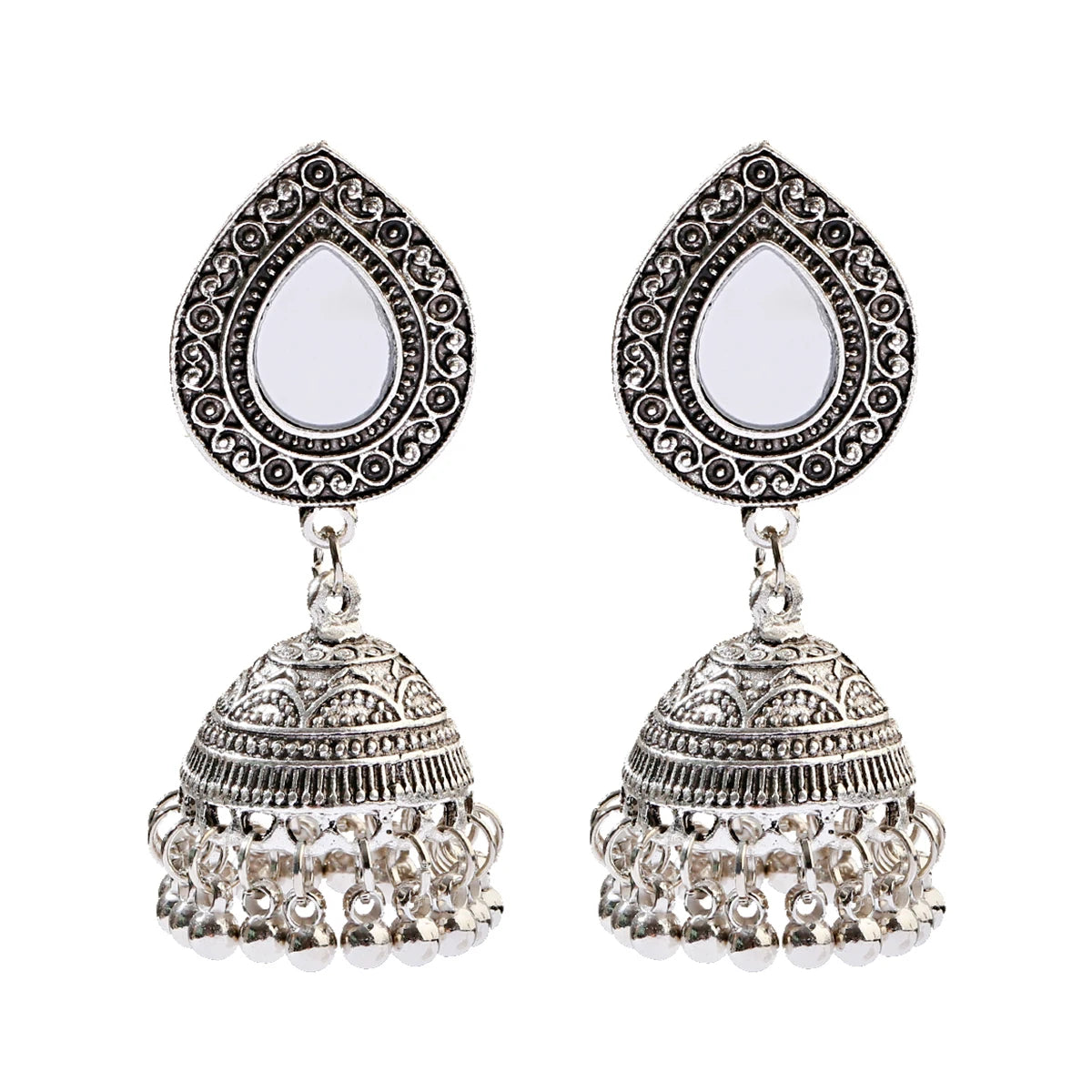 ✨ Regal Silver Flower Jhumkas