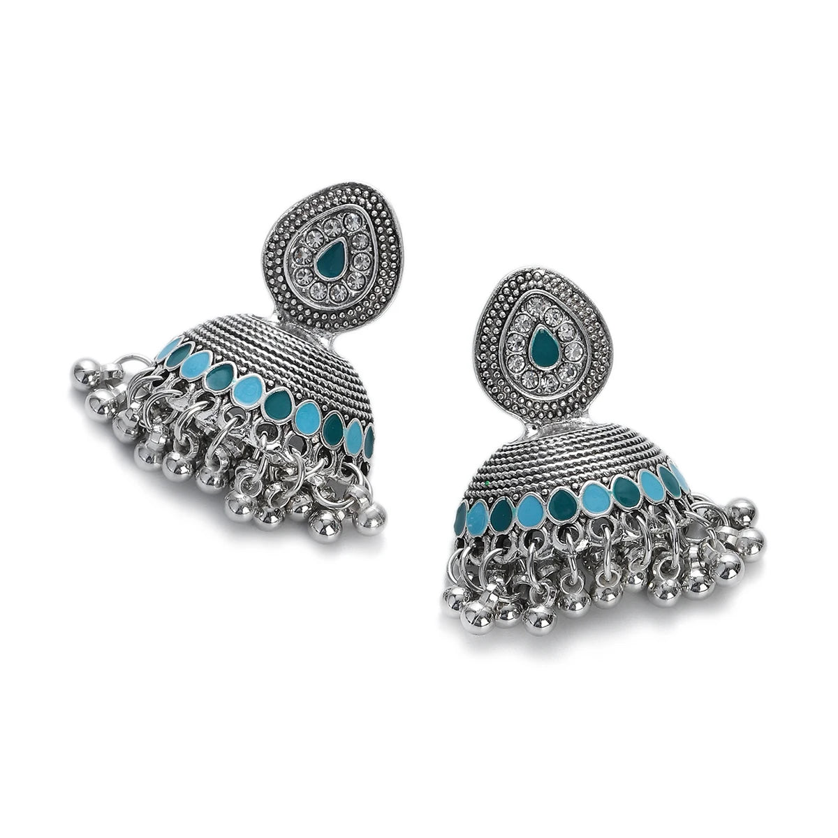 ✨ Regal Crystal Jhumkas – Timeless Luxury