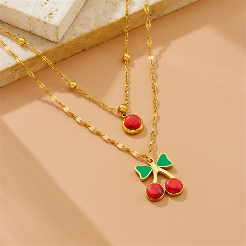 Cherry Double-Layer Necklace