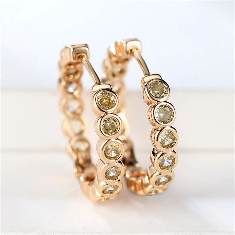 Black Gold Zircon Hoop Earrings