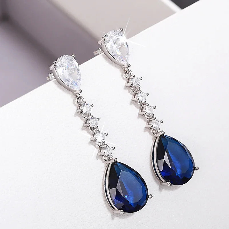 Exquisite Blue Waterdrop Earrings