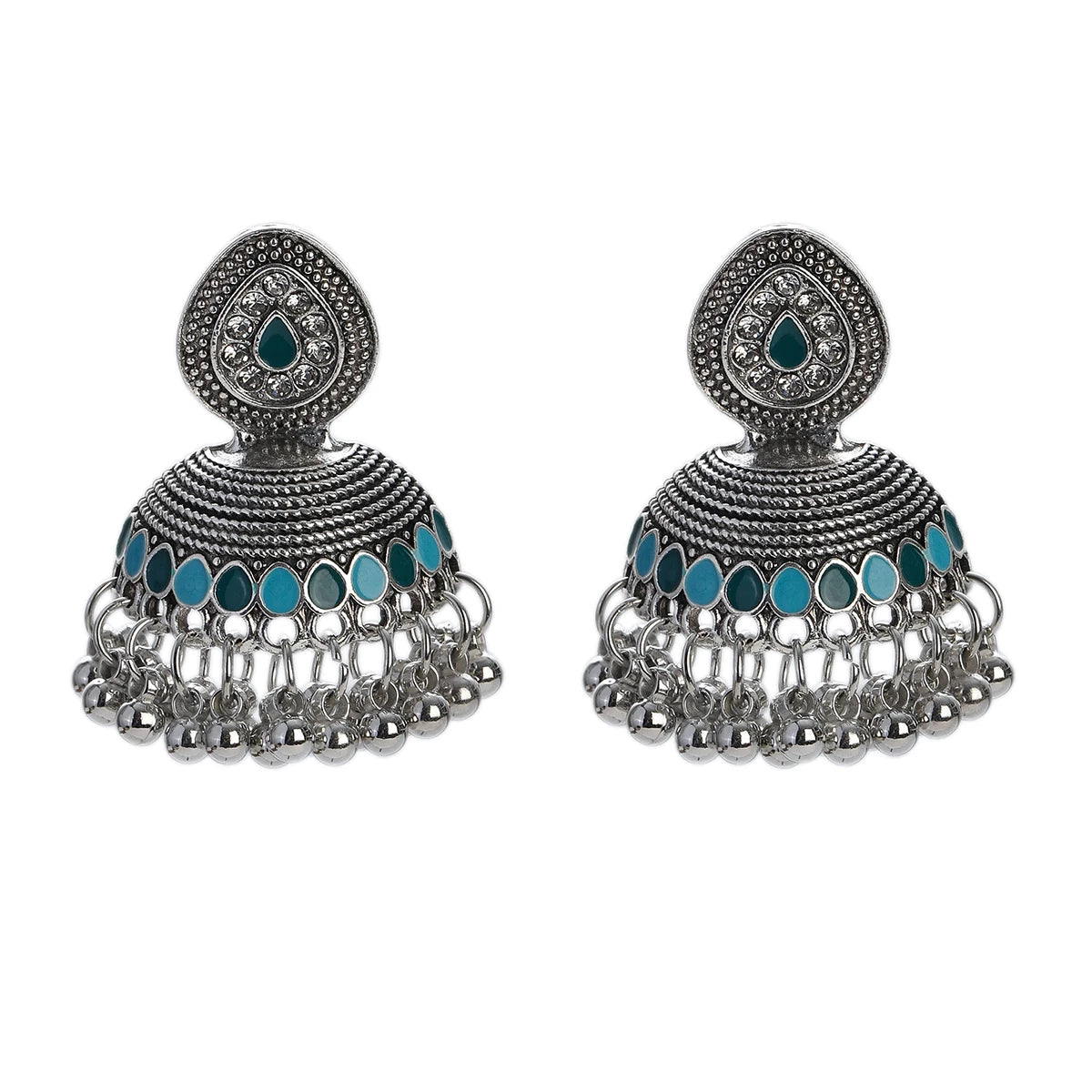 ✨ Regal Crystal Jhumkas – Timeless Luxury