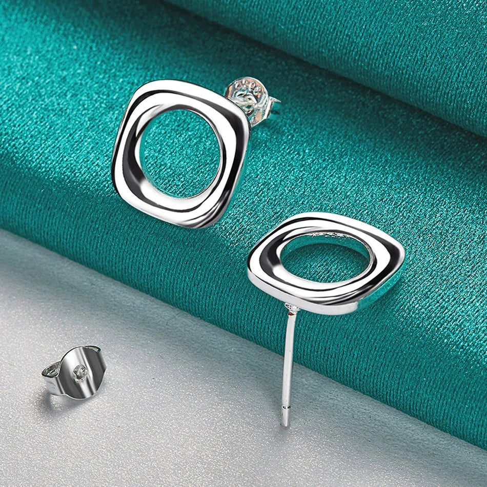 💎 "Modern Elegance: Square Silver Studs" 💎