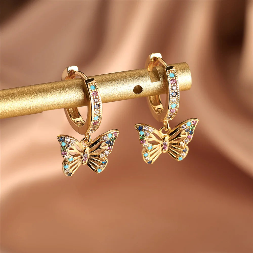 Butterfly Zircon Hoop Earrings
