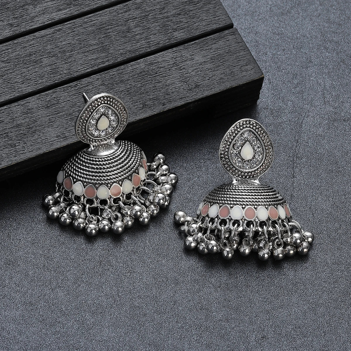 ✨ Regal Crystal Jhumkas – Timeless Luxury