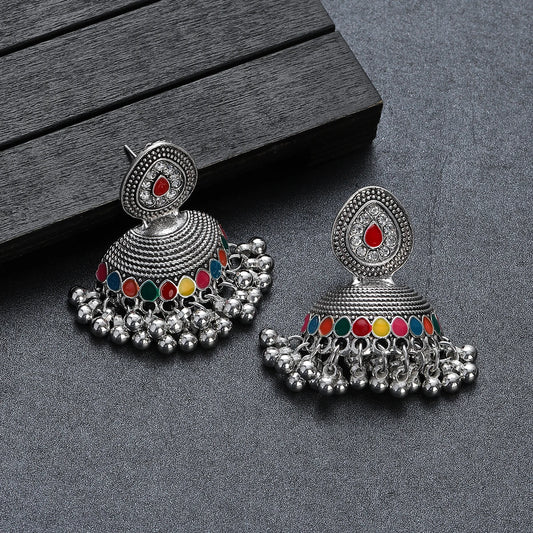 ✨ Regal Crystal Jhumkas – Timeless Luxury