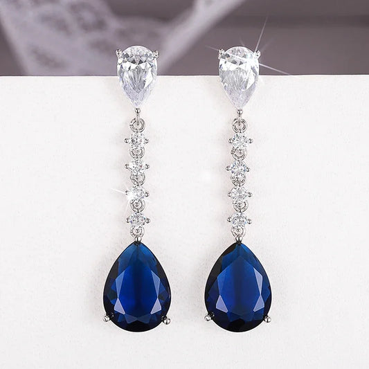 Exquisite Blue Waterdrop Earrings