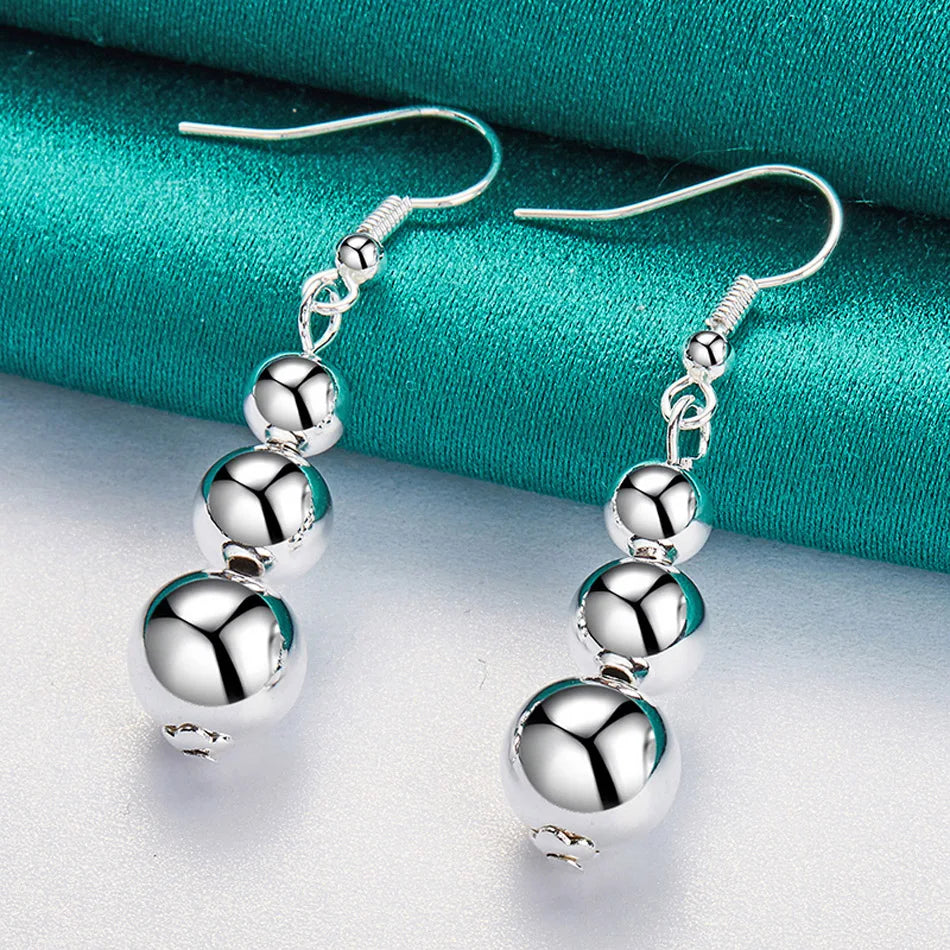 Sterling Silver Three Ball Earrings