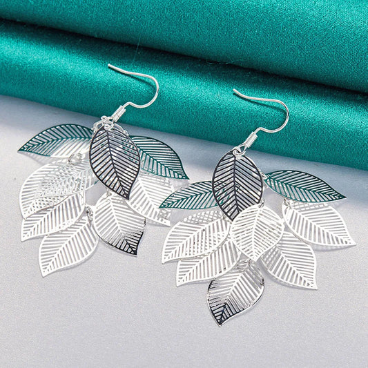 Luxury Multi-Leaf Sterling Silver Earrings