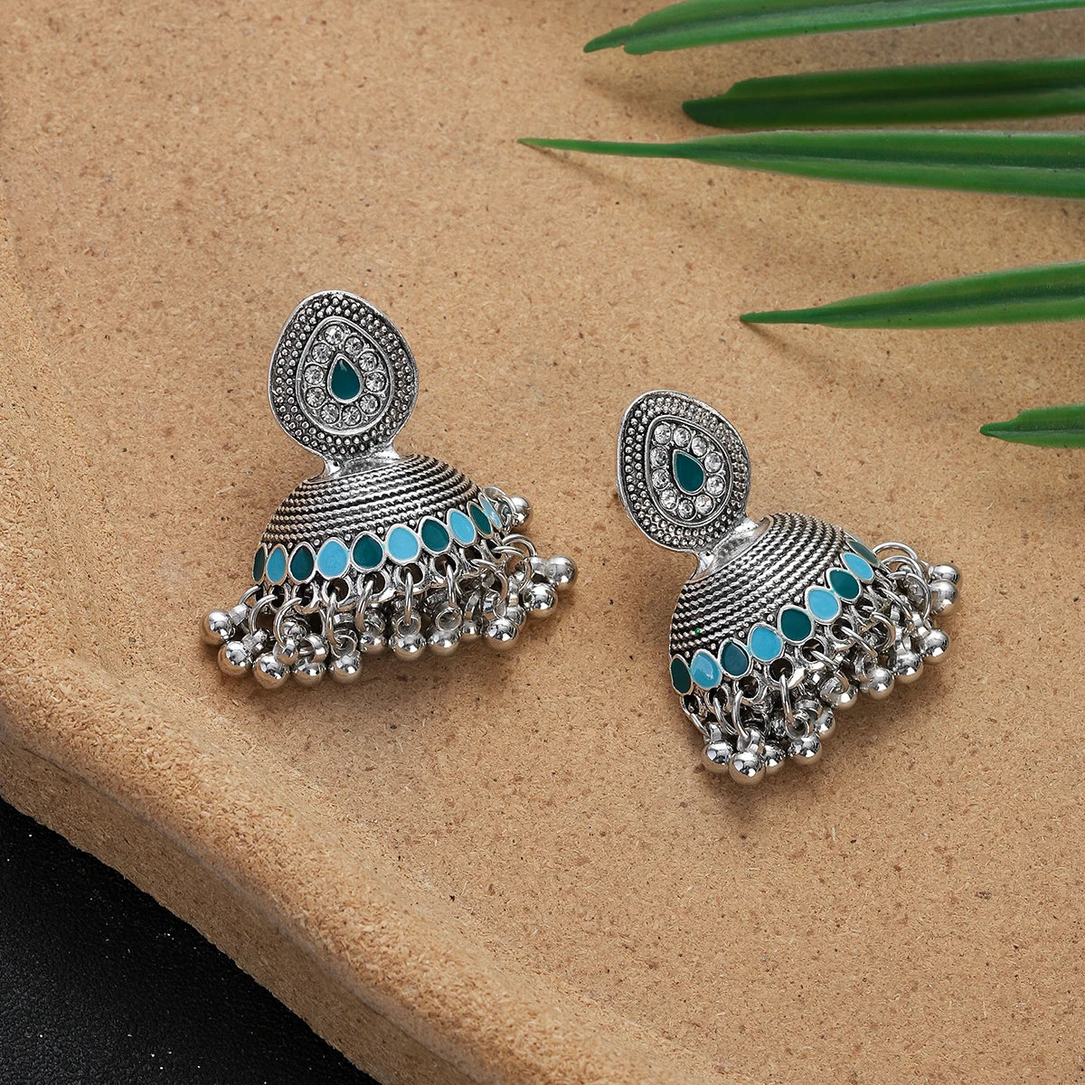 ✨ Regal Crystal Jhumkas – Timeless Luxury