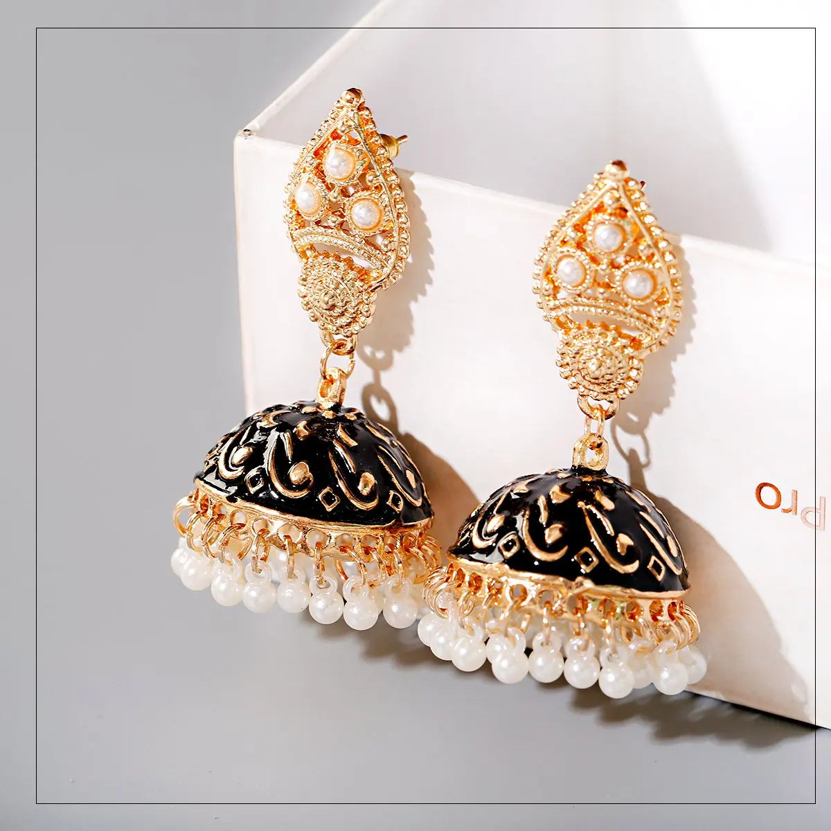 Ethnic Oxidized Flower Jhumkas
