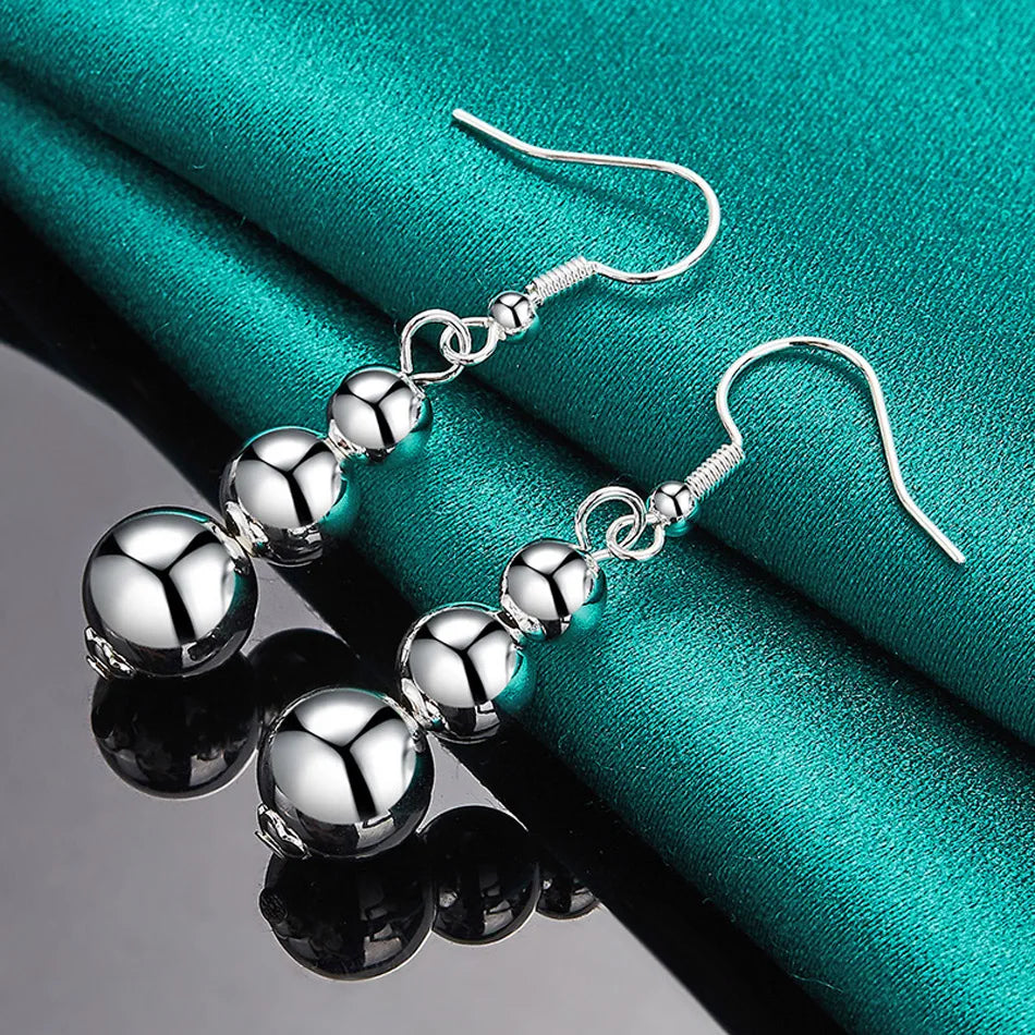 Sterling Silver Three Ball Earrings