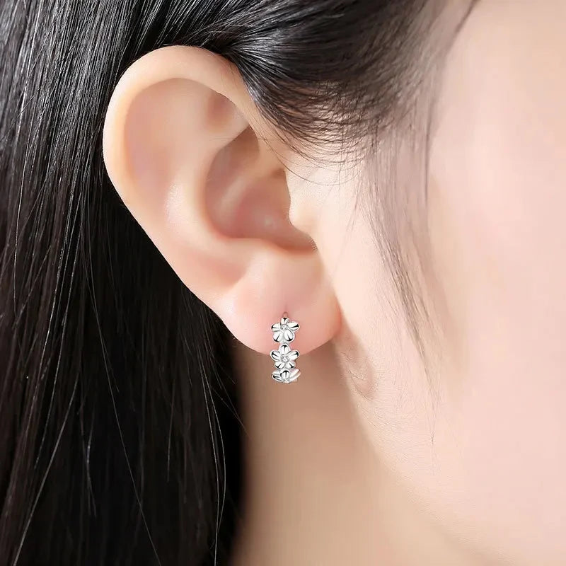 Zircon Flower Stud Earrings