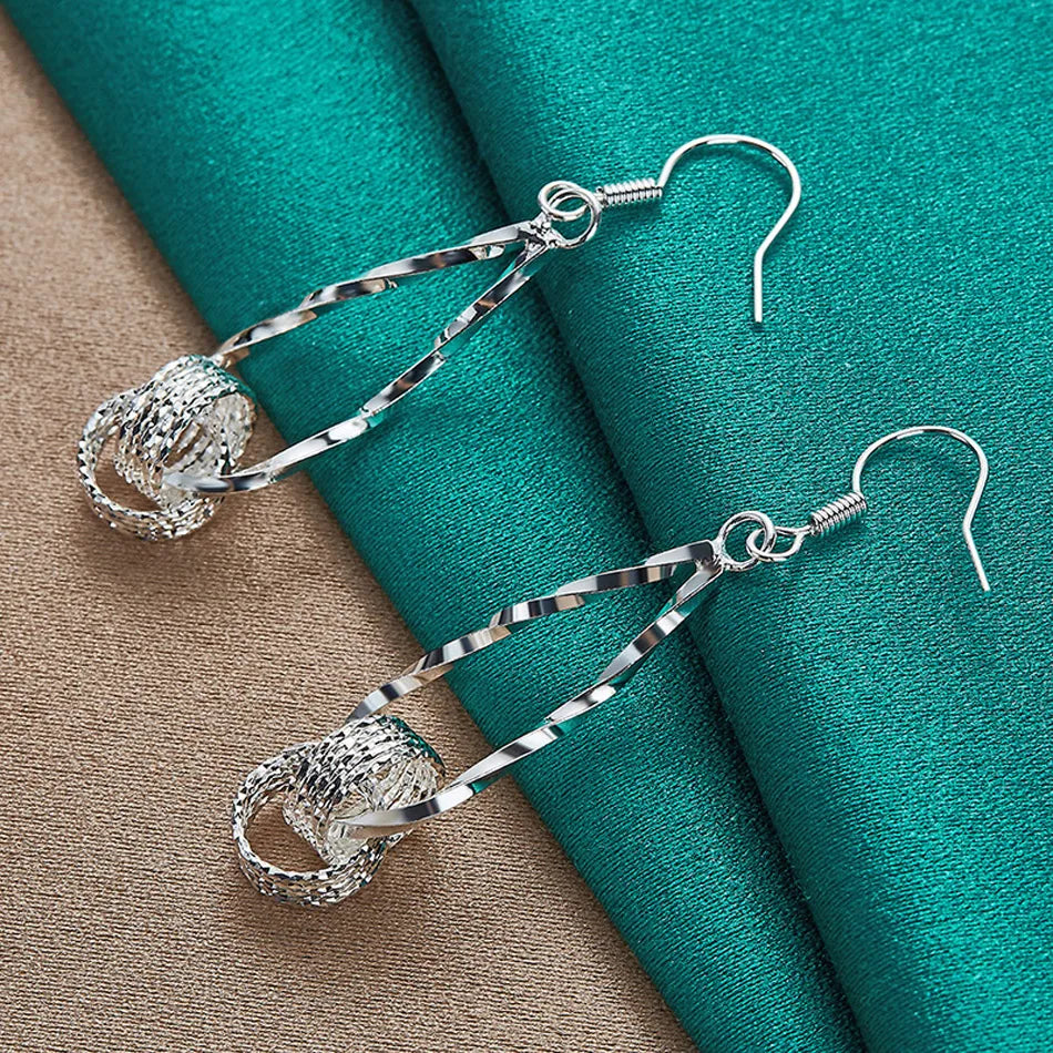 💎 925 Sterling Silver Double Ring Earrings